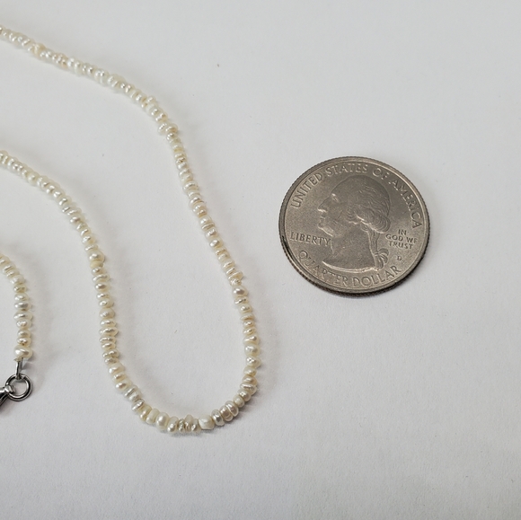 Baroque Seed Pearl Bead Sterling Silver Necklace - Picture 7 of 7